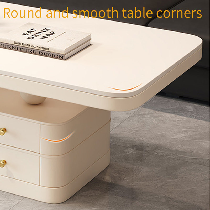 Table basse Luxury, Blanc, Blanc, H 16,53 po x L 39,37 po x l 19,68 po
