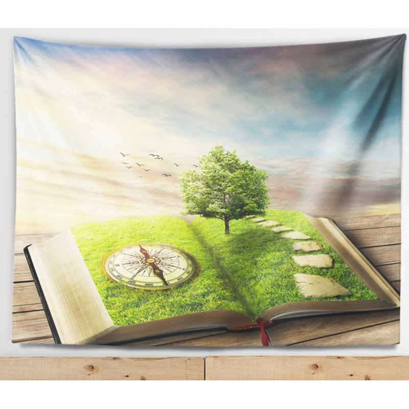 Paysage, livre de vie avec tapisserie verdoyante, H 32 po x l 39 po