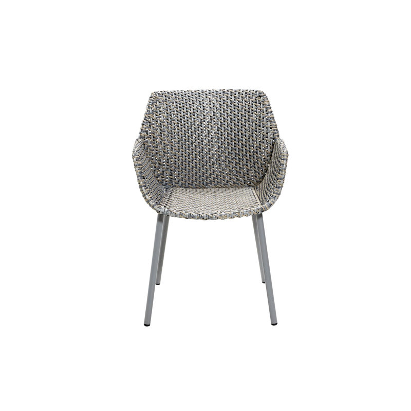 Vibe Wicker Patio Dining Armchair with Cushion, Taupe, Taupe
