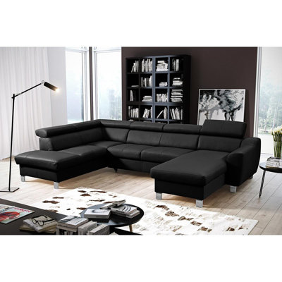 Avais Leather Large Corner Sofa in U-form