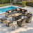 Carolle 13 Piece Patio Sectional Furniture With Swivel Rocking Chairs, Rattan Wicker Coversation Set With Glowing Coffee Table, Outdoor Sofa Set With Fire Pit For Outside Porch Balcony Backyard Pool-2140750609
