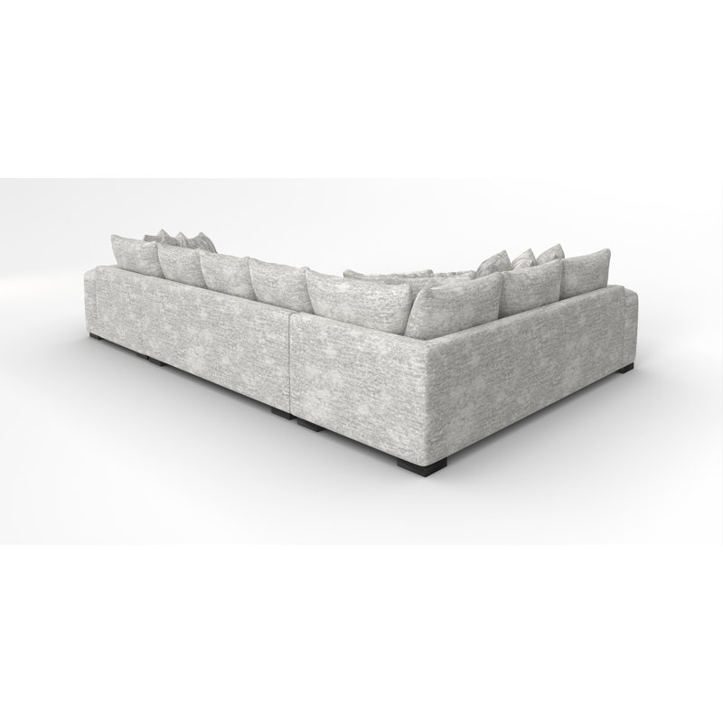 Doneshia 3-Piece Upholstered Teddy Bear Soft Fabric Sectional with Chaise Includes all Pillows as Shown