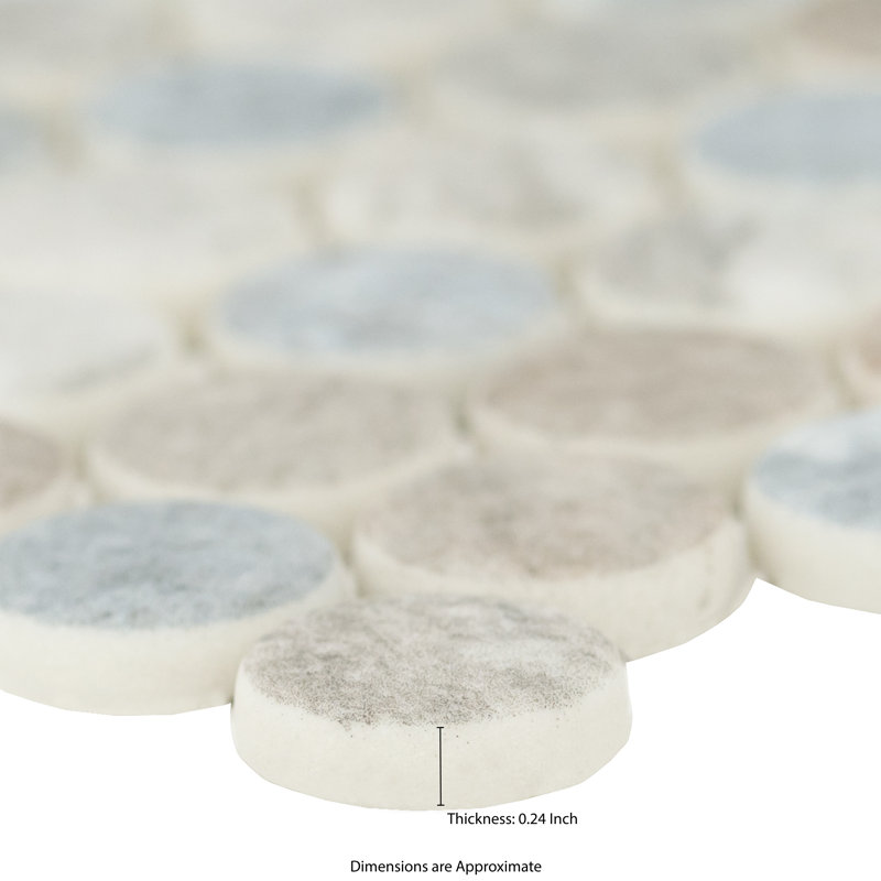 Montessa Penny Round 12 in. x 12 in. Glossy Glass Mosaic Wall Tile, Sora