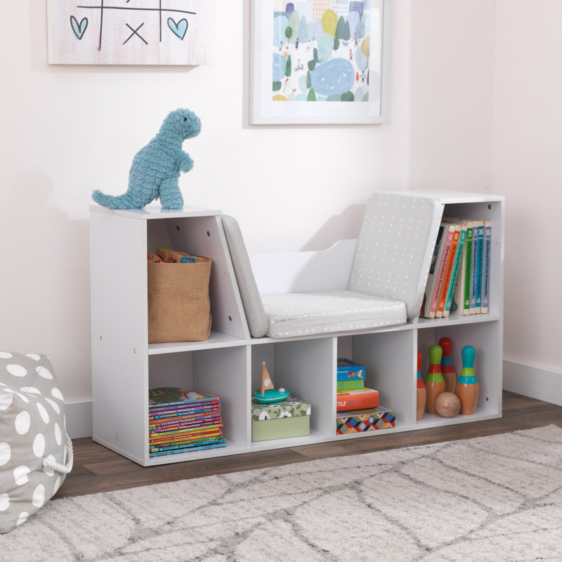 Bookcase with Reading Nook, 6 Shelves, White