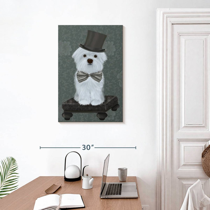 Brampt Maltese With Top Hat, 30" H x 20" W