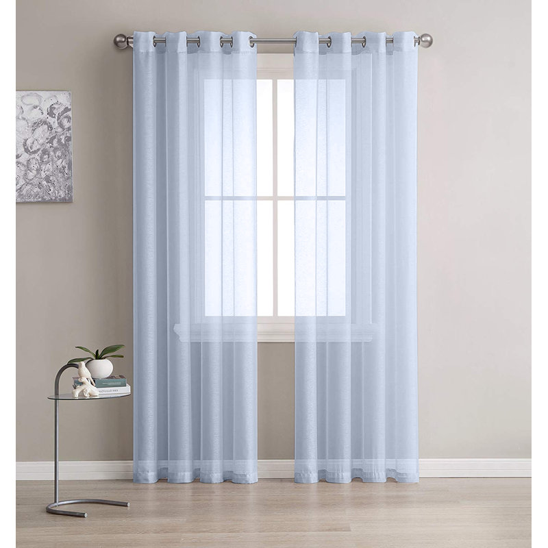 Panneau de rideau semi-transparent avec œillets Karina, Argent argent, L 54 po x L 84 po