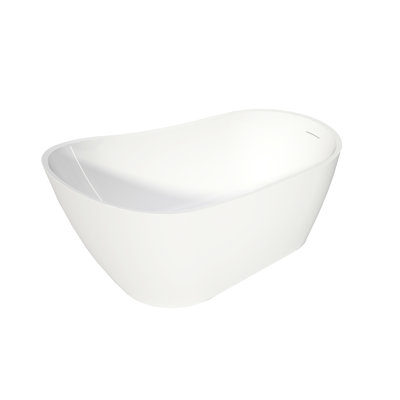 White Acrylic Stand Alone Oval - Shape High Back Soaker Bathtub  5932 Inch , Non Slip Feature And Easy To Clean, No Drains Included For User , Scratch Surface,