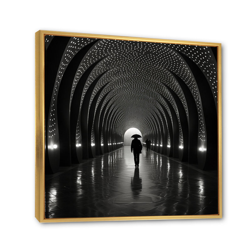 «Black Grey Tunnel Timeless Passage Pointillism I», reproduction d'art sur toile, H 30 po x l 30 po x P 1 po