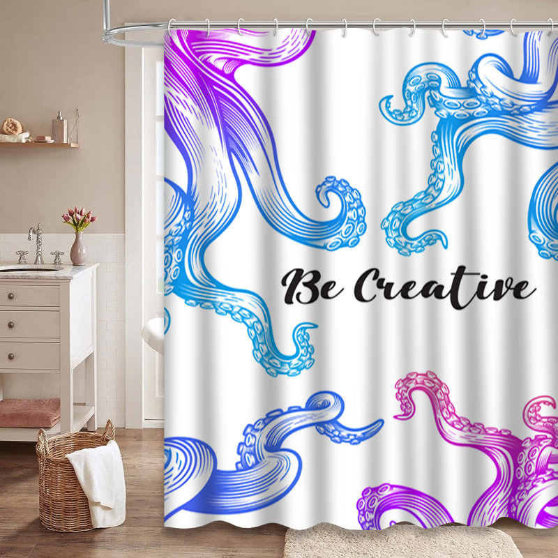 Rideau de douche avec 12 crochets Tentacles, 72" L x 72" W