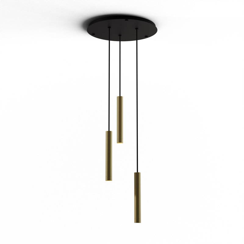 3 - Light LED Pendant, Brass