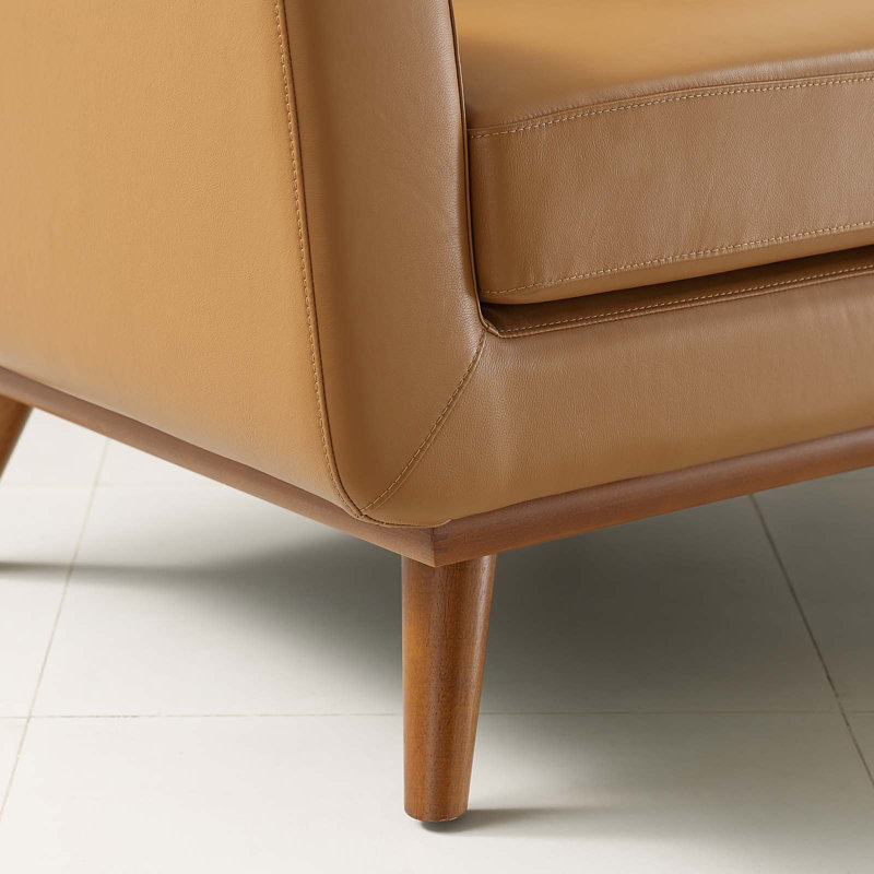 Fauteuil de salon Carson Carrington, Cuir véritable brun clair, Brun