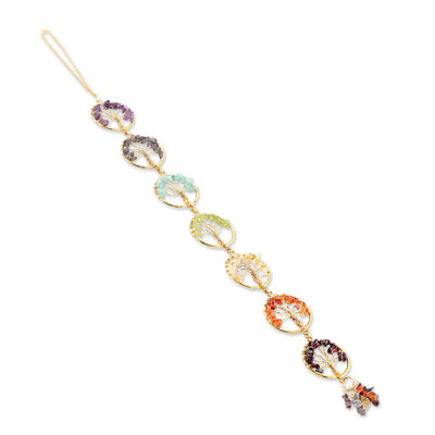 Bungalow Rose Handmade Yggdrasils Embrace Multi-Gemstone Wall Hanging