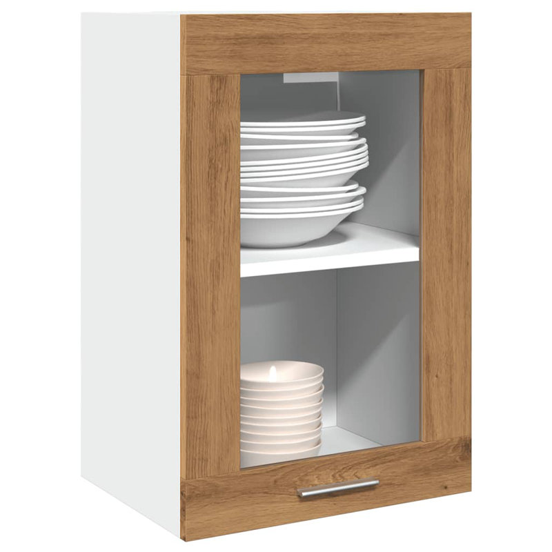 Rosalindo Hanging Glass Cabinet Lyon 40x31x60 cm Engineered Wood, Artisan Oak