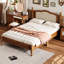 Lit plateforme en bois de noyer avec tête de lit hypnotisante, noyer élégant pleine grandeur enchanteresse pour chambre à coucher, chaleur