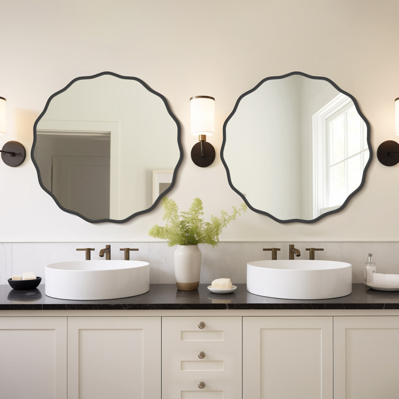 Miroir Elegant, Noir, noir, noir, noir, 28 po x 28 po