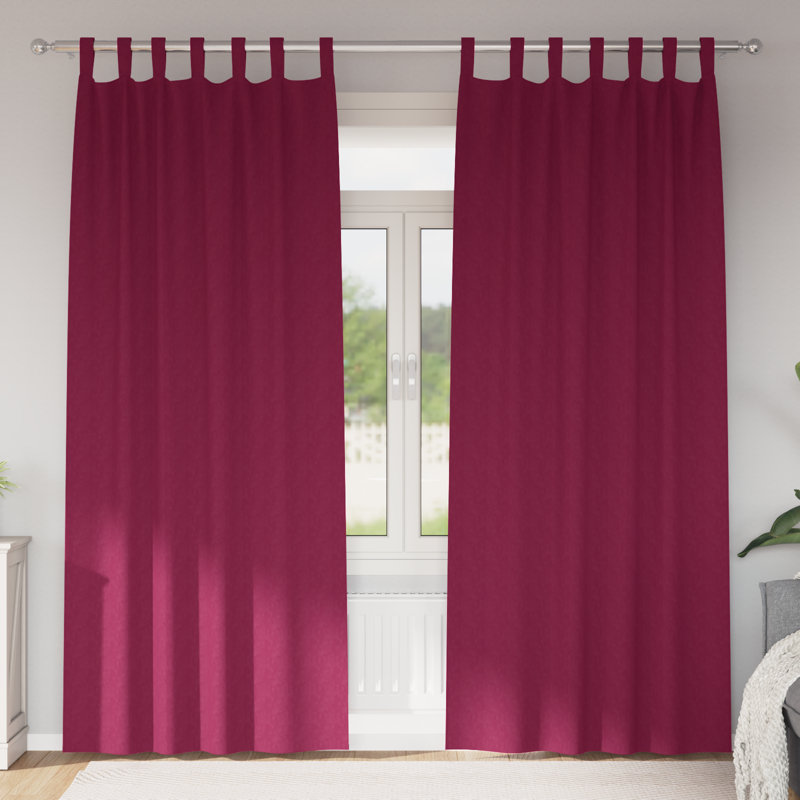 Curtains With Curtains 2 Pcs Polyester, Wine Red, 140cm Width x 225cm Drop