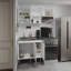 Ensemble d'armoires de cuisine 2 pièces avec évier en acier inoxydable, huitièmes tablettes, armoire de base à trois portes, armoire murale à cinq portes, cuisine, armoire de rangement, garage, blanc
