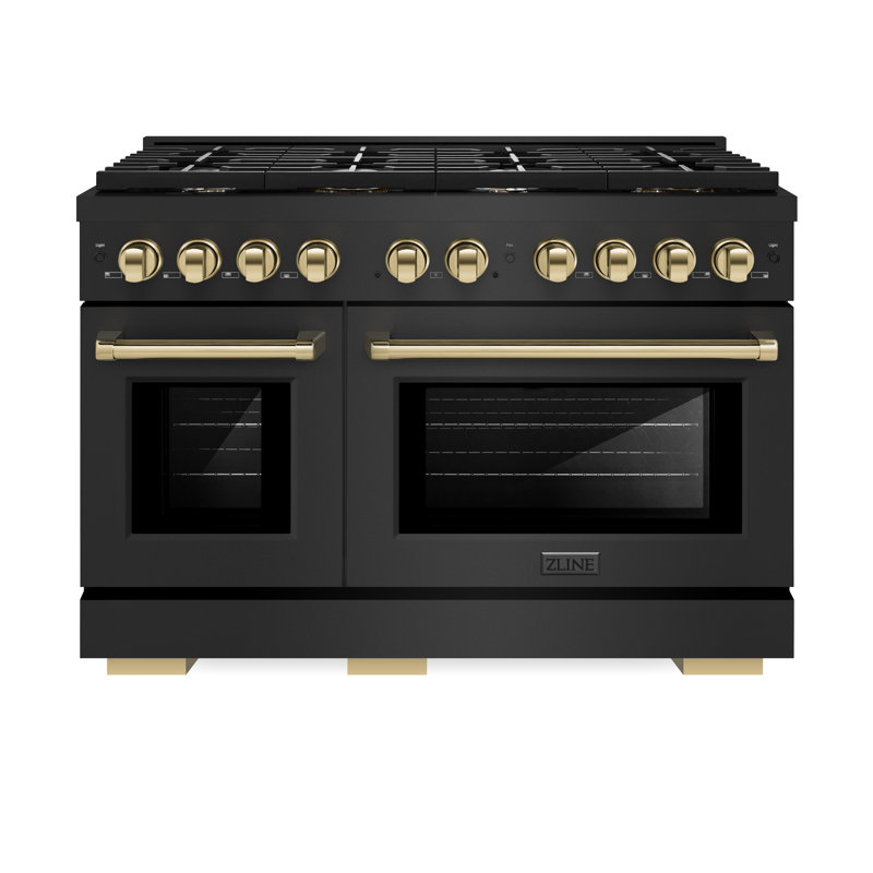 ZLINE Autograph 48 in. Gas Range in Stainless Steel, Black/Polished Gold