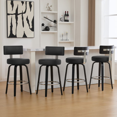 Swivel Upholstered Bar Stool With T-Shaped Backrest