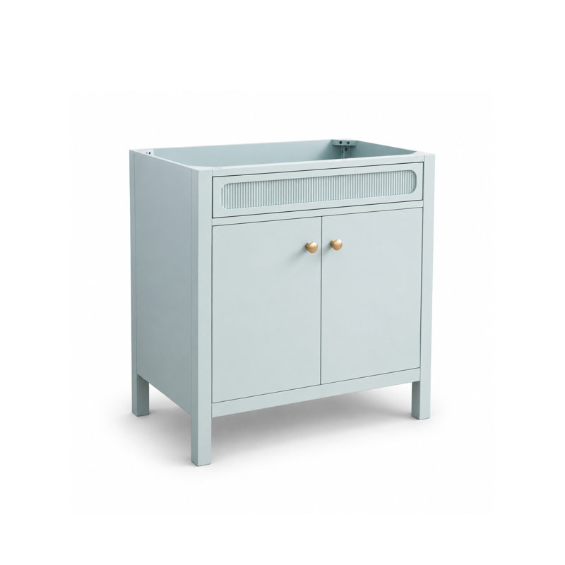 Meuble-lavabo l 30 po x P 21 po Selvaro avec comptoir simple Castella de Blanc, Verre de mer, 30, Castella de Blanc