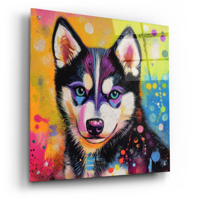 'Woof Siberian Huskie' by Rich Monet Acrylic Glass Wall Art, 24" x 24"