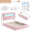 Ensemble de chambre à coucher intelligent et lumineux 3 pièces - Lit de rangement DEL et commode à DEL avec station de recharge-134036457-134036460