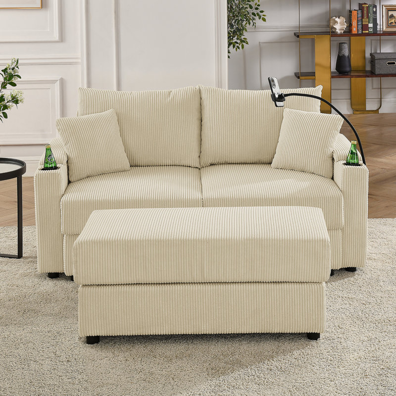 Comfortable Sofa Chair with Storage and Multiple Functionalities for Living Room, Beige