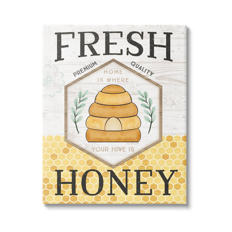 Signe «Fresh Honey Rustic Bee Hive» par Jennifer Pugh - Publicité sur cadre flottant, Toile tendue