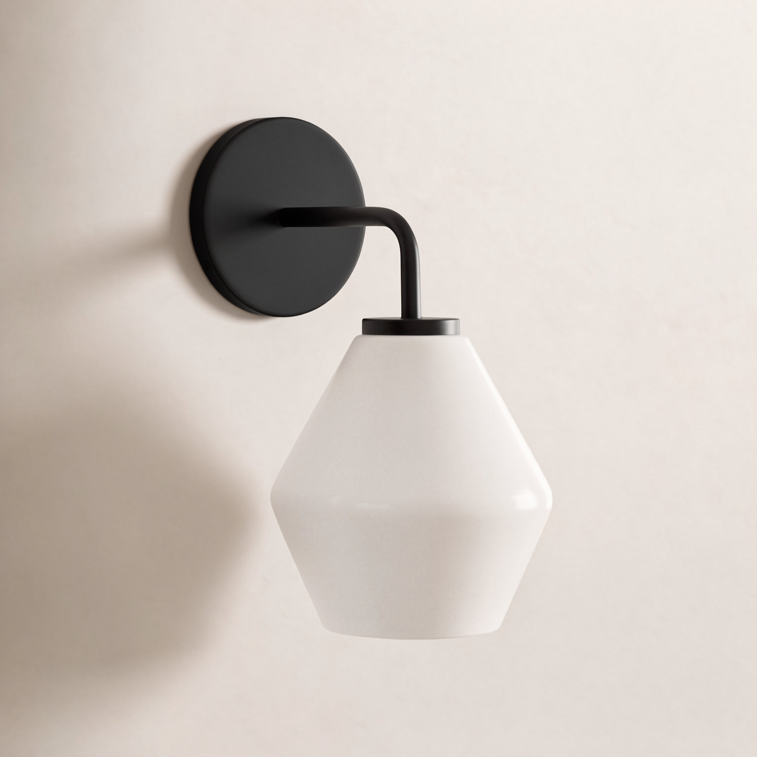 Rooks Steel Armed Sconce, Midnight Black, White