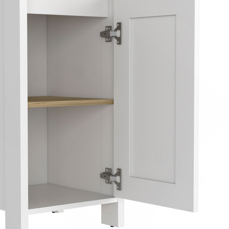 Linen Cabinet Jannes, Two Open Shelves, Single Door, Light Oak / White Finish, Light Oak