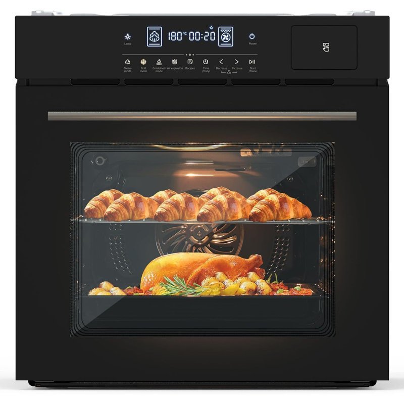 Luku 24" Black Electric Convection Wall Oven with Touch Control