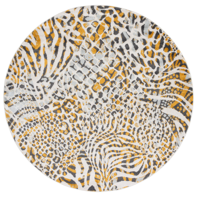 Poarch Performance Animal Print Rug, Round 6'7"