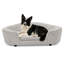 Surdimensionné, lit pour animal de compagnie, beige, chien semi-fermé, tissu, épais, antidérapant, ovales canines, pattes courtes, chiens