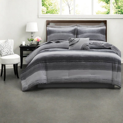 Luxury 9-piece Black Cal King Bedding Set, Soft Microfiber With Cotton Sheets, Modern Comfort For Bedroom