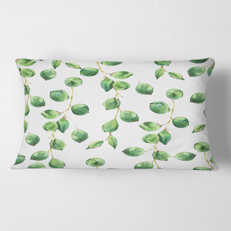 Rectangle, feuilles vertes tropicales Patern - coussin décoratif imprimé tropical
