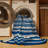 Washable Cobalt Light Gray Striped Area Rug-1236950733