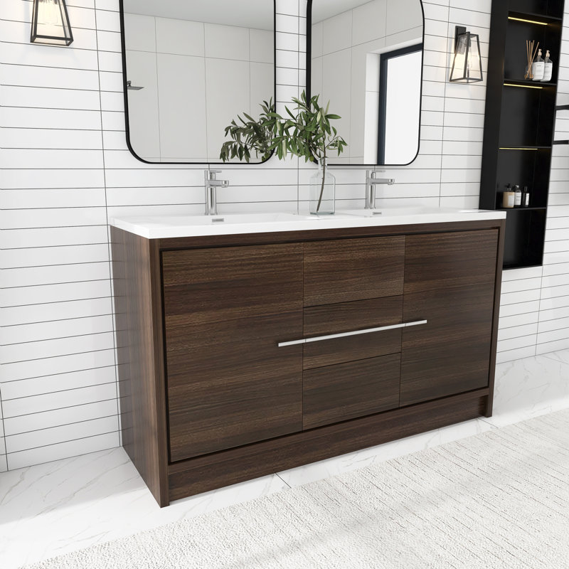 Meuble-lavabo double 58,8 po Darol, Brun