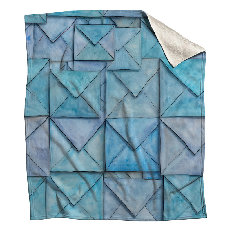 Envelopes Fleece Throw Blanket - Abstract Throws for Sofas or Beds, 50in W x 60in H