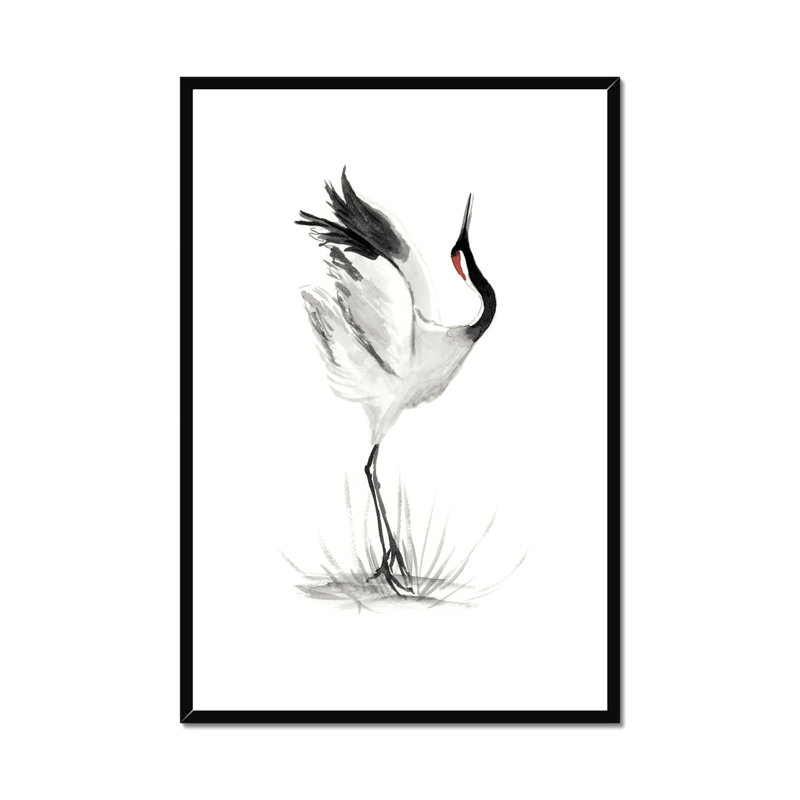 Japanese Cranes I by Naomi McCavitt - Painting, 95cm H x 65cm W, Black Framed Paper Print