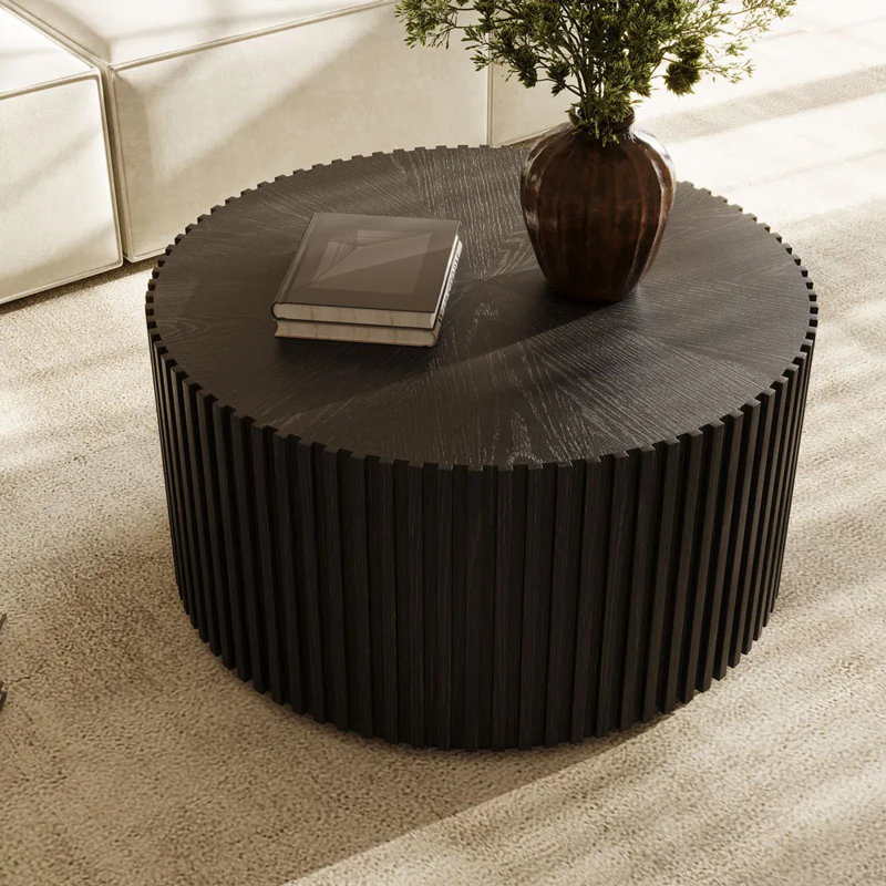 Silva 31.5'' Drum Coffee Table, Fully-Assembled, Black