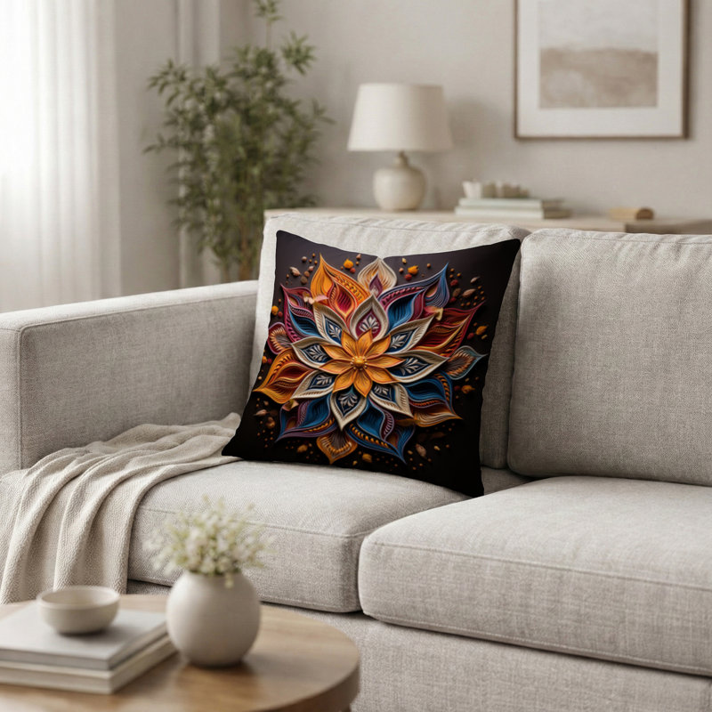 Coussin Hinduism Rangoli Whispers, H 16 po x l 16 po