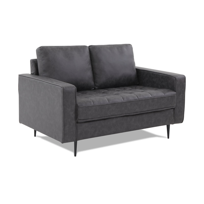 Ambon 2 Seater Faux Leather Loveseat, Grey