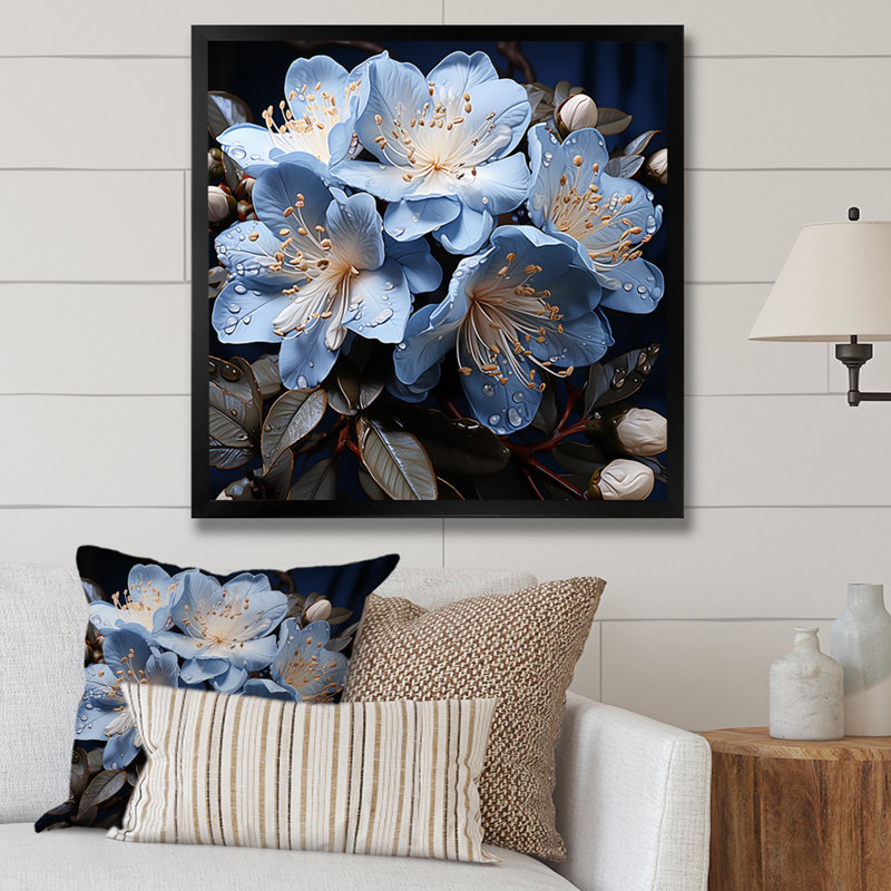 Un bouquet de rhododendrons III, Cadre simple noir, H 36 po x l 36 po x P 1,5 po