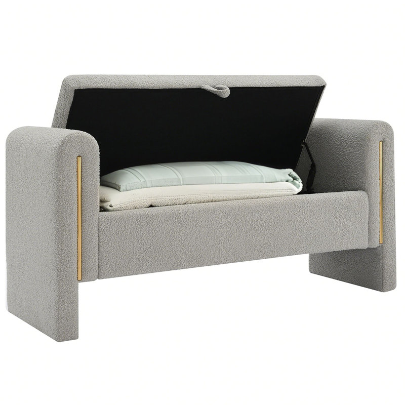 Banc de rangement en tissu Teddy, Gris