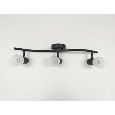 Modern 3 Light Complete Track Lighting Kit with Rotatable Head Black Kitchen Ceiling Spot Light with Glass