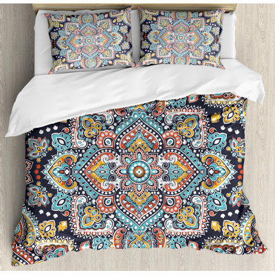 Ethnic Eclectic Polyester Damask Duvet Cover