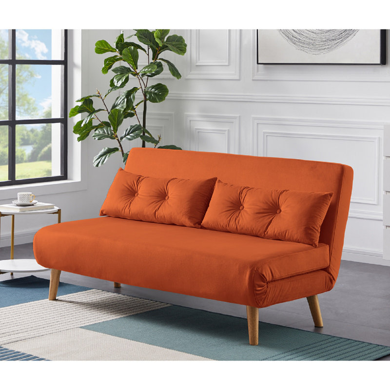 Wallen 2 Seater Velvet Sleeper, Orange