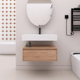 30 " Single Wall-Mounted Bathroom Vanity with Resin Sink, Soft Close Drawer, Float Mounting Design