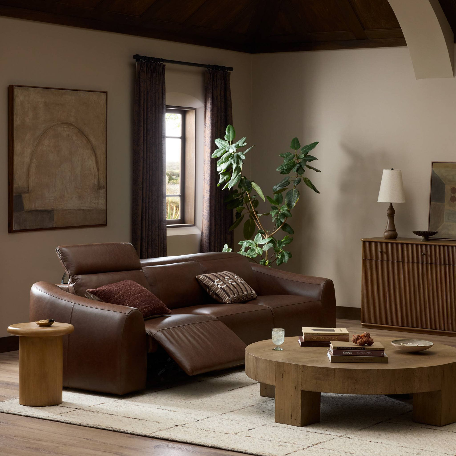 Alconbury 116'' Upholstered Sofa, Sonoma Coco Top Grain Leather