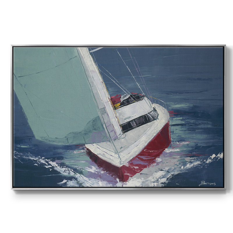 Day Sailing, reproduction d'art sur toile, Toile argentée avec cadre flottant, H 27 po x l 41 po x P 2 po